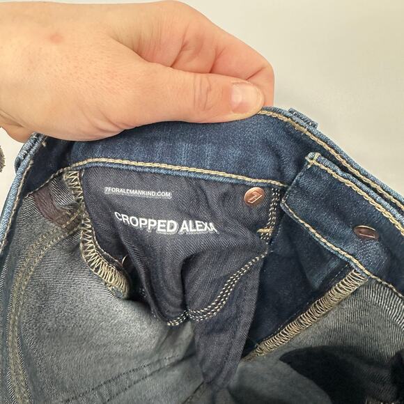 7 FOR ALL MANKIND NWT Alexa Cropped Trouser Wide Leg Raw Hem Jean // 00 - Picture 13 of 15